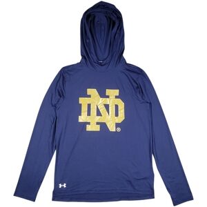 Under Armour Notre Dame Fighting Irish Shirt Womens S Navy LS Hooded Performance